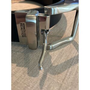 Kenneth Cole Reaction Men's Reversible Belt Silver Buckle Black Brown Leather 38